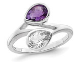 1.50 Carat (ctw) Amethyst & White Topaz Ring in Sterling Silver